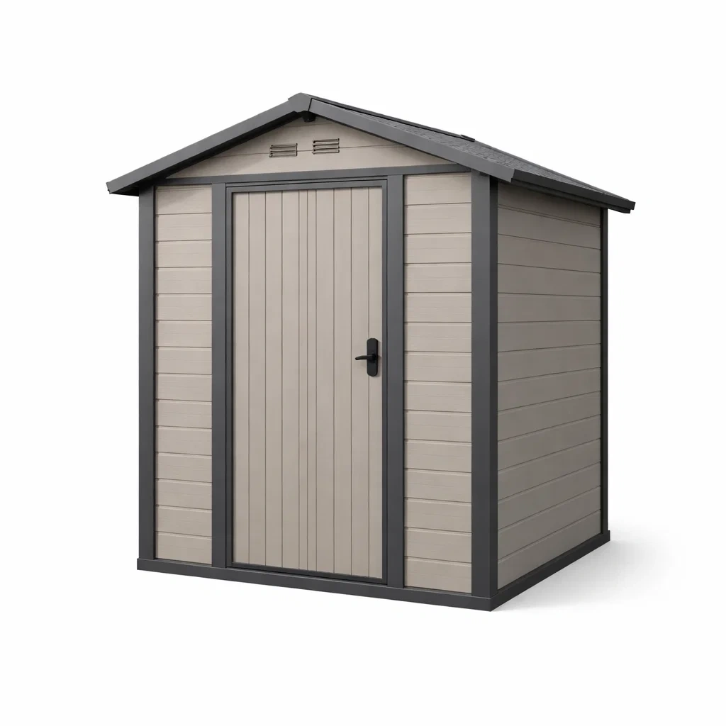 Gartenhaus Kunststoff Beige/Anthrazit 190x130x192cm-decofexa
