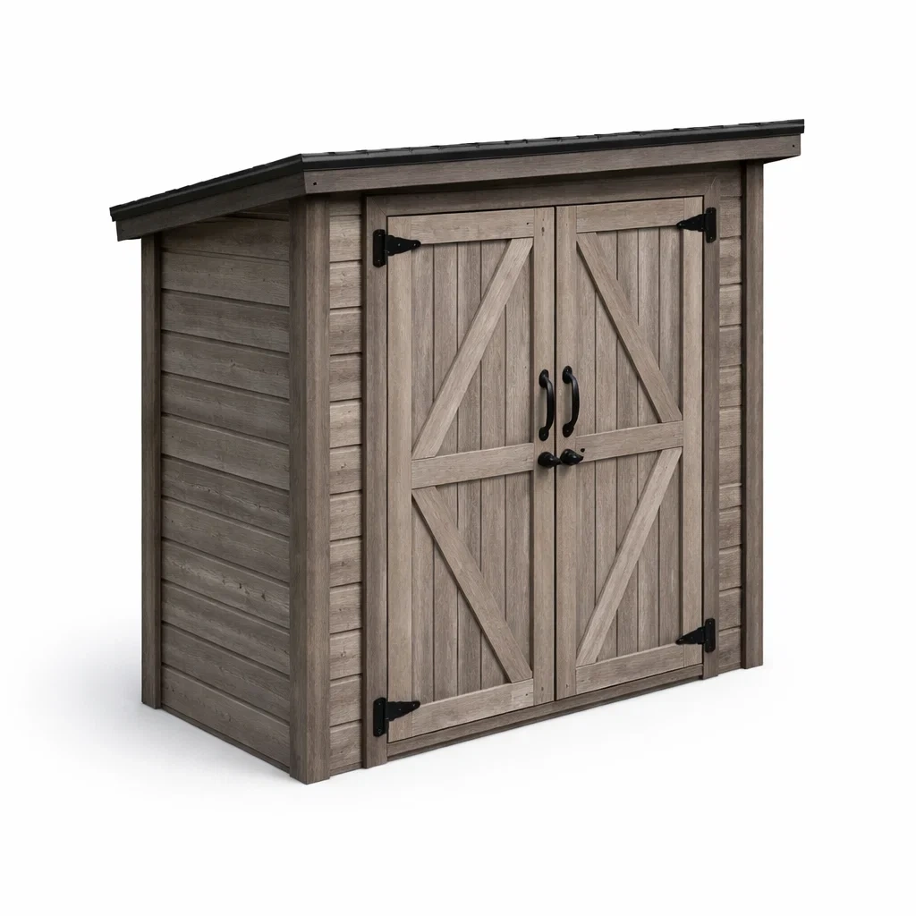 Garten Geräteschuppen Holzoptik Polypropylen Grau 139x80x155cm-decofexa