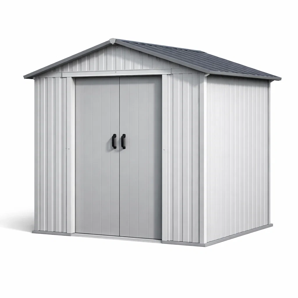 Gartenhaus aus Metall mit Doppeltür Grau 2x2x2 m-decofexa