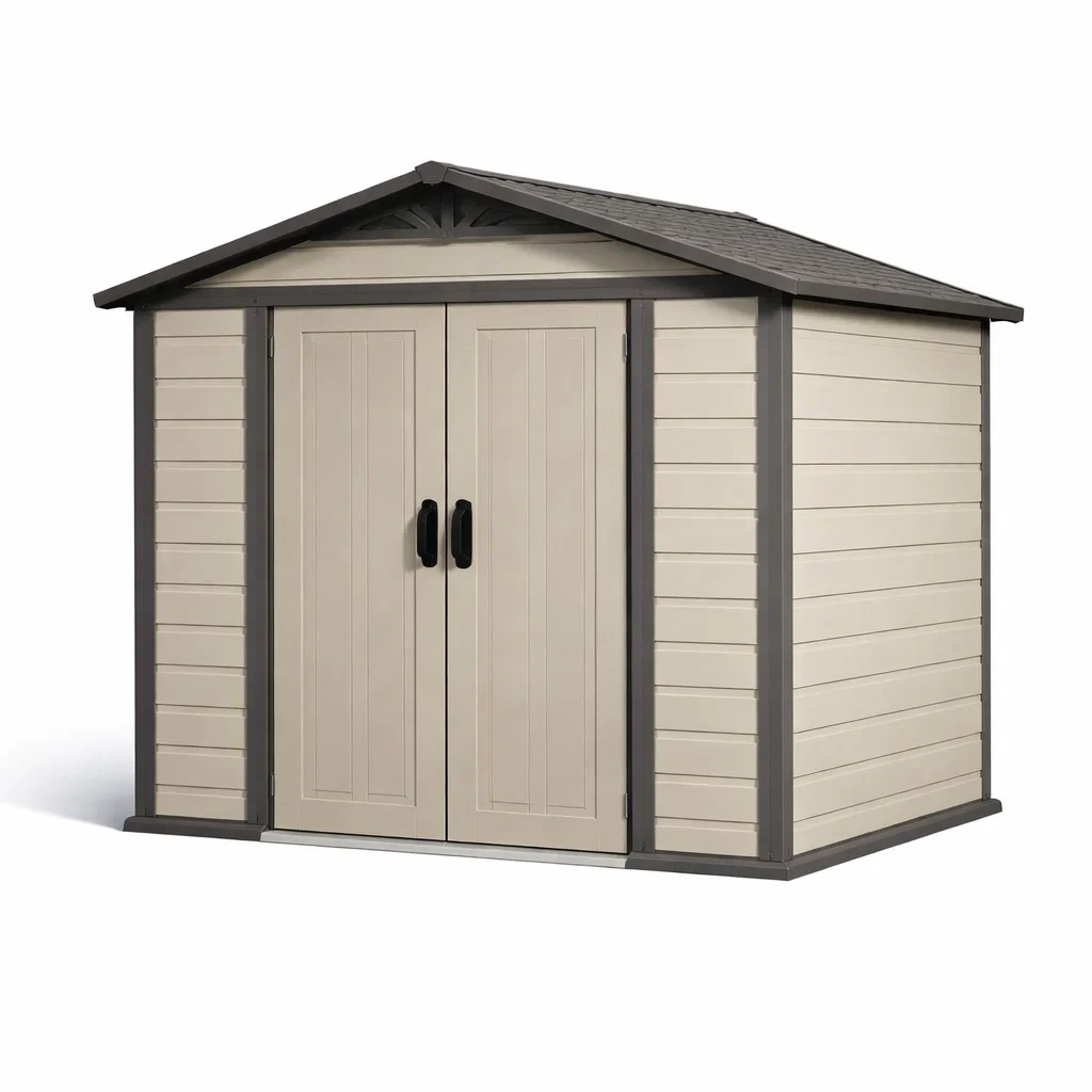 Gartenschuppen Polypropylen Beige und Anthrazit 257x182x243 cm-decofexa