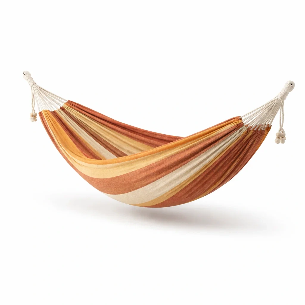 Baumwolle Hängematte mit Streifen in Orange/Braun 210cm-decofexa