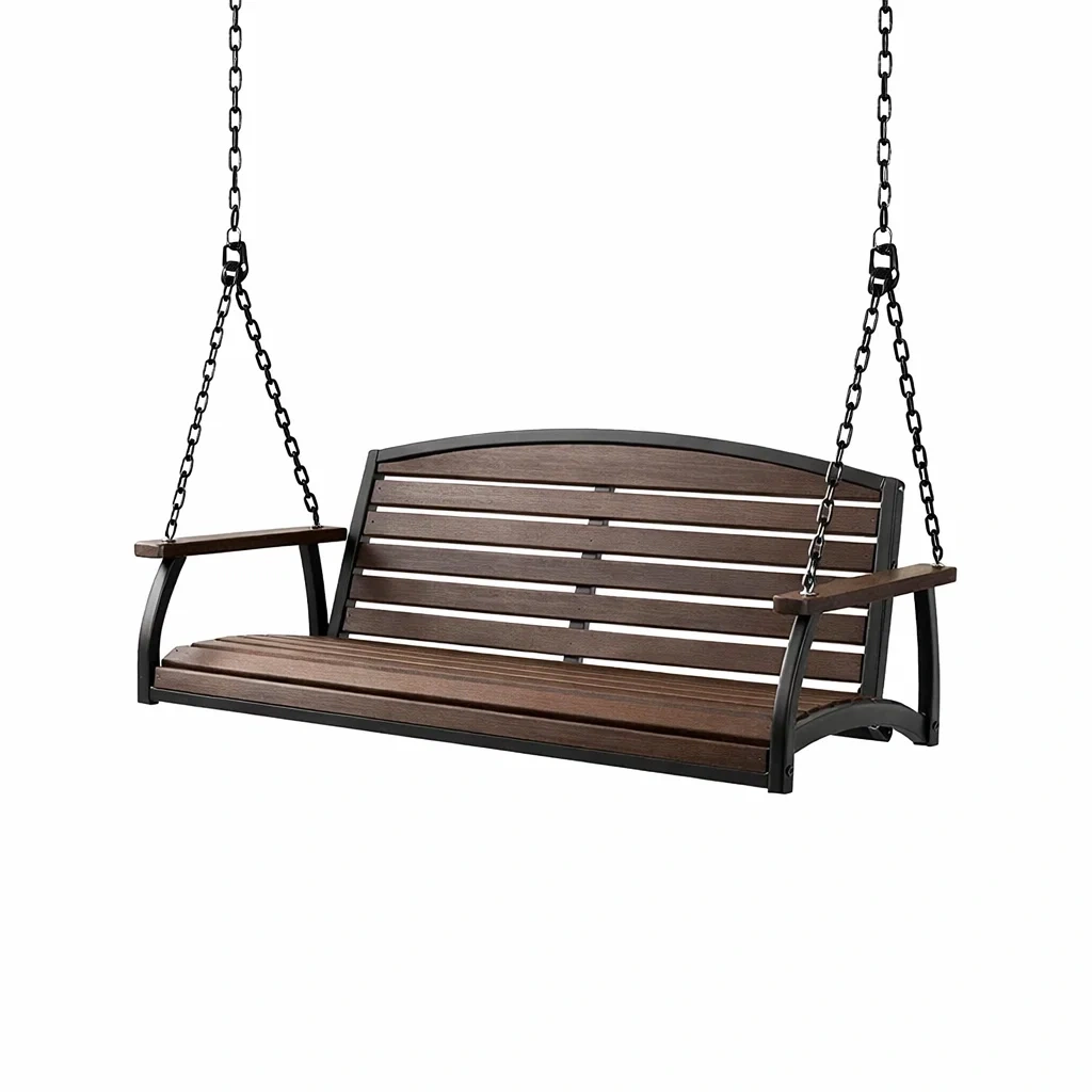 Holz Hängeschaukelbank mit Metallrahmen Braun 120 cm-decofexa