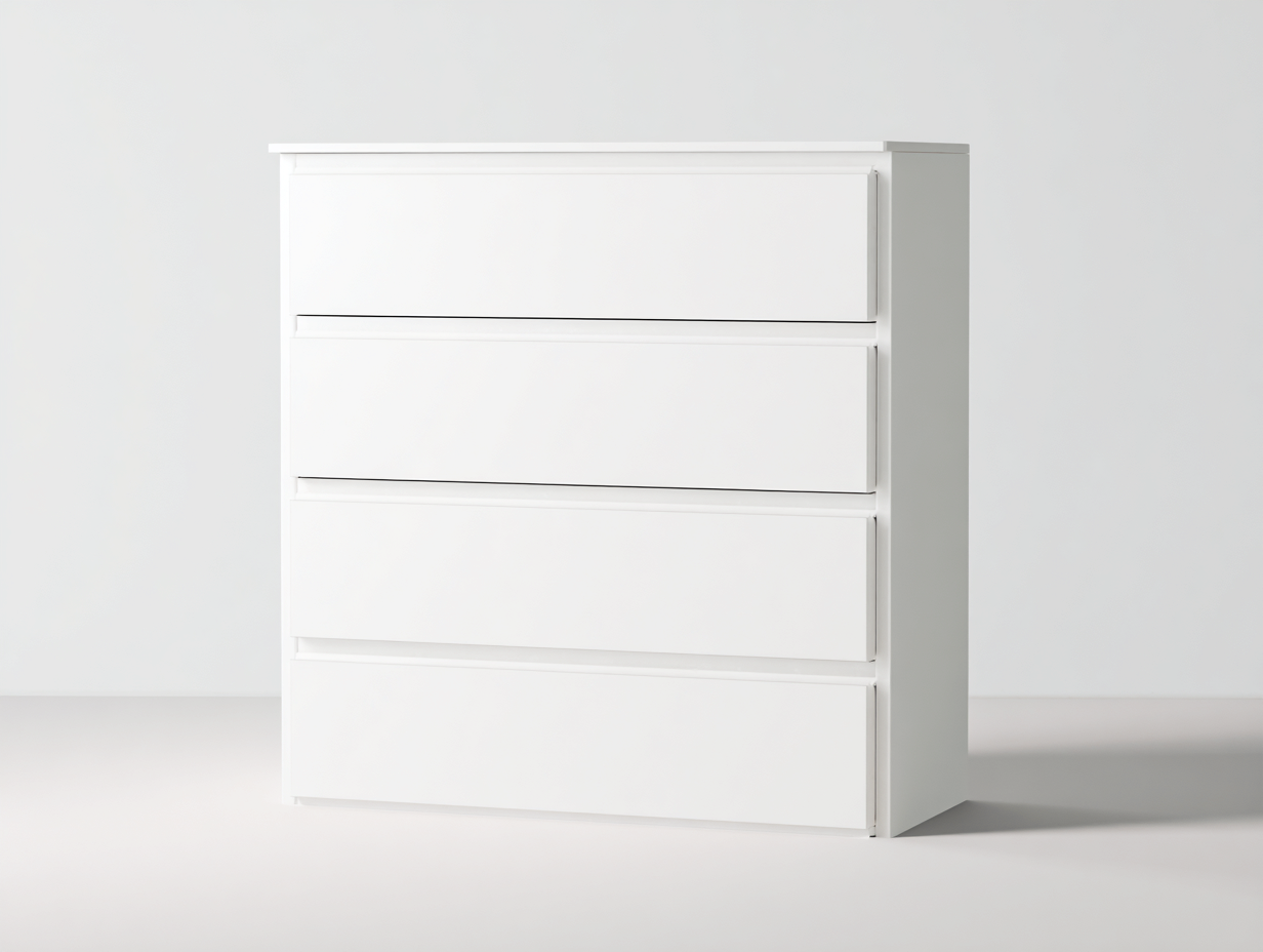 Nachttisch-Holzwerkstoff-62 x 42 x 68 cm-Weiß-Moderne minimalistische Optik-Roommybase