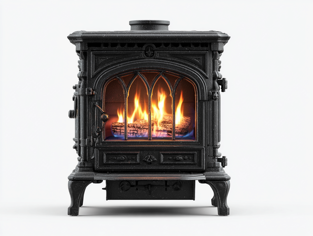 Kamin-Gusseisen-78x48x82 cm-Schwarz-Retro Klassisches Design-Roommybase