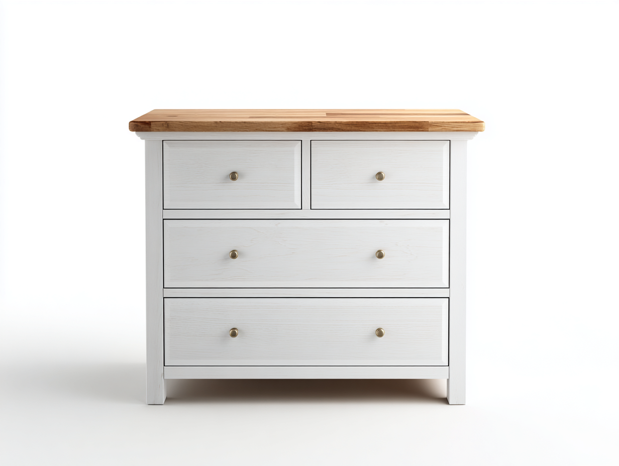 Nachttisch-Holzwerkstoff-Holz-72 x 44 x 74 cm-Weiß-Natur-Landhausstil-Roommybase