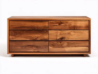 Commode en bois effet noyer 145x45x78 cm pour chambre - 6 tiroirs - design moderne-Sonorihaus
