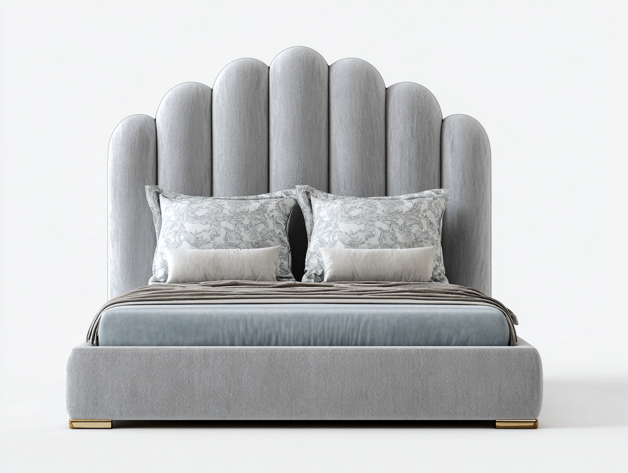Lit double rembourré tissu 200x160x110 cm gris pour chambre - design moderne tête de lit haute-Sonorihaus