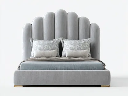 Lit double rembourré tissu 200x160x110 cm gris pour chambre - design moderne tête de lit haute-Sonorihaus