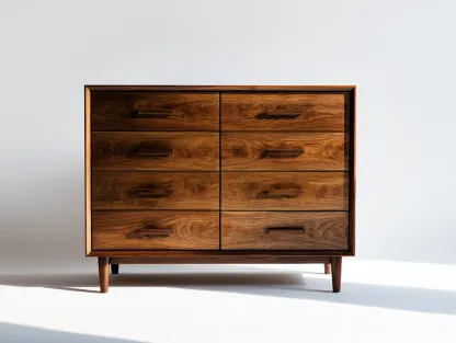 Commode en bois effet noyer 125x42x95 cm pour chambre - 8 tiroirs - design moderne-Sonorihaus