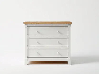 Commode blanche avec plateau effet bois 95x42x88 cm pour chambre - 3 tiroirs - design classique-Sonorihaus