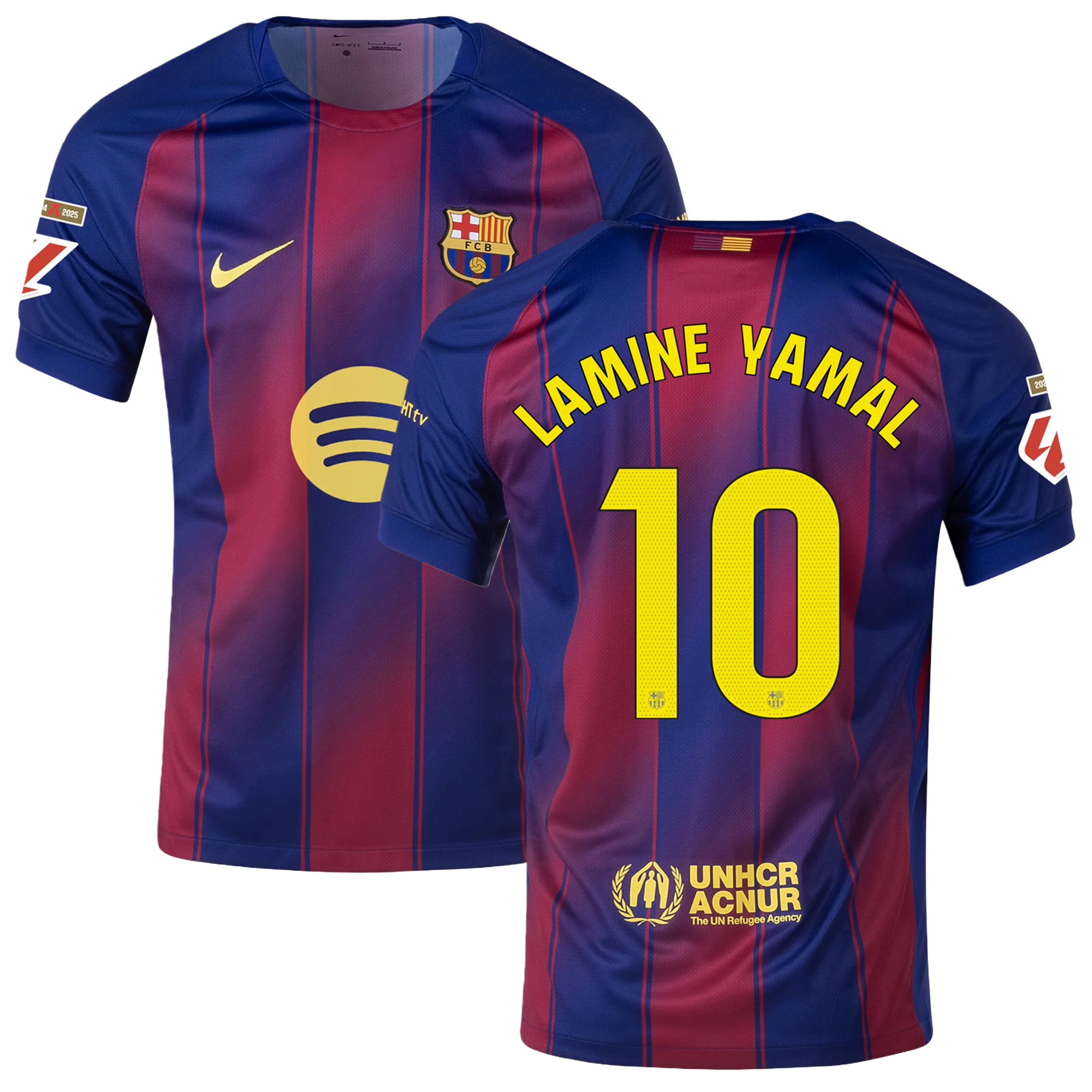 Mens 10 Lamine Yamal Barcelona 2025-26 Home Jersey Football Shirt