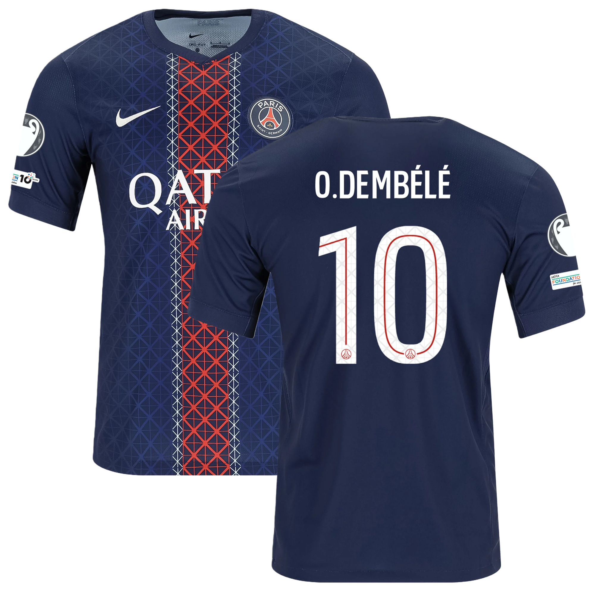 Mens 10 Ousmane Dembélé PSG 2025-26 Home Jersey Football Shirt