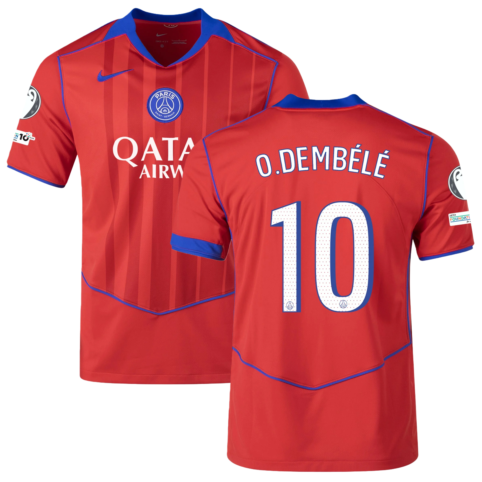 Mens 10 Ousmane Dembélé PSG 2025-26 Third Jersey Football Shirt