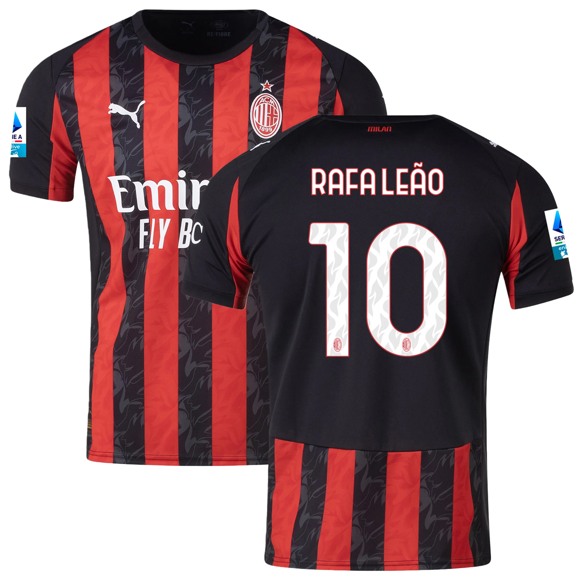 Mens 10 Rafael Leão AC Milan 2025-26 Home Jersey Football Shirt