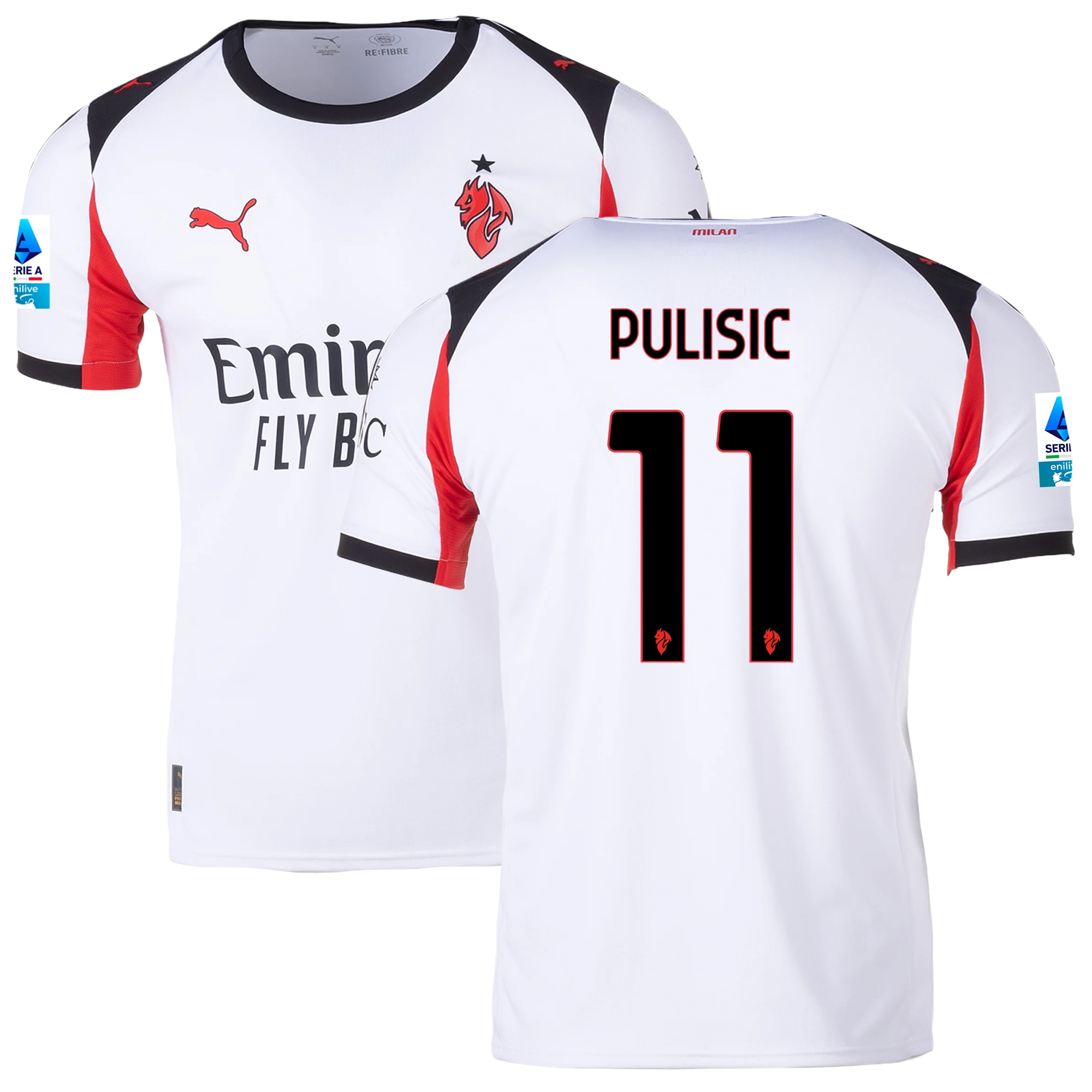 Mens 11 Christian Pulisic AC Milan 2025-26 Away Jersey Football Shirt