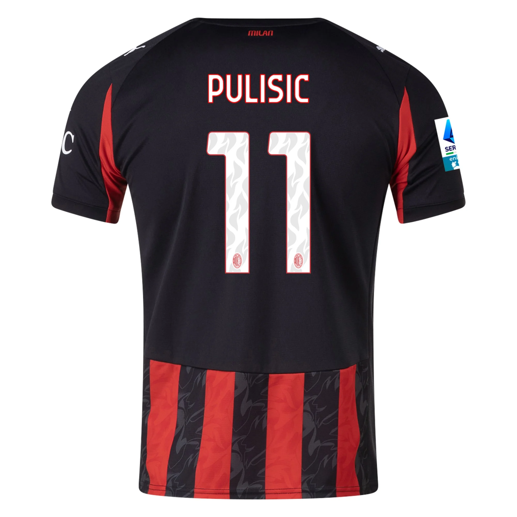 Mens 11 Christian Pulisic AC Milan 2025-26 Home Jersey Football Shirt
