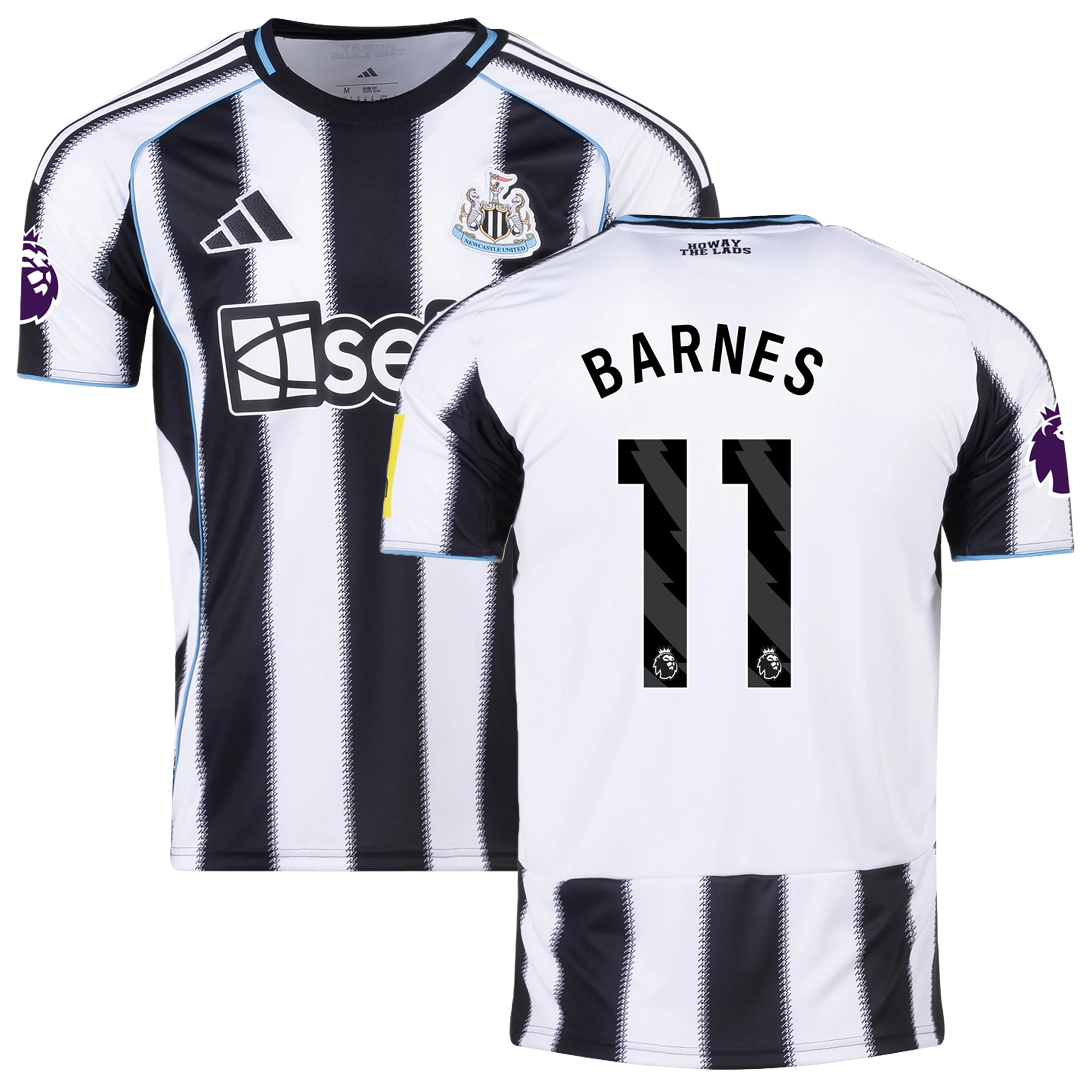 Mens 11 Harvey Barnes Newcastle Home Jersey 2025-26 Football Shirt