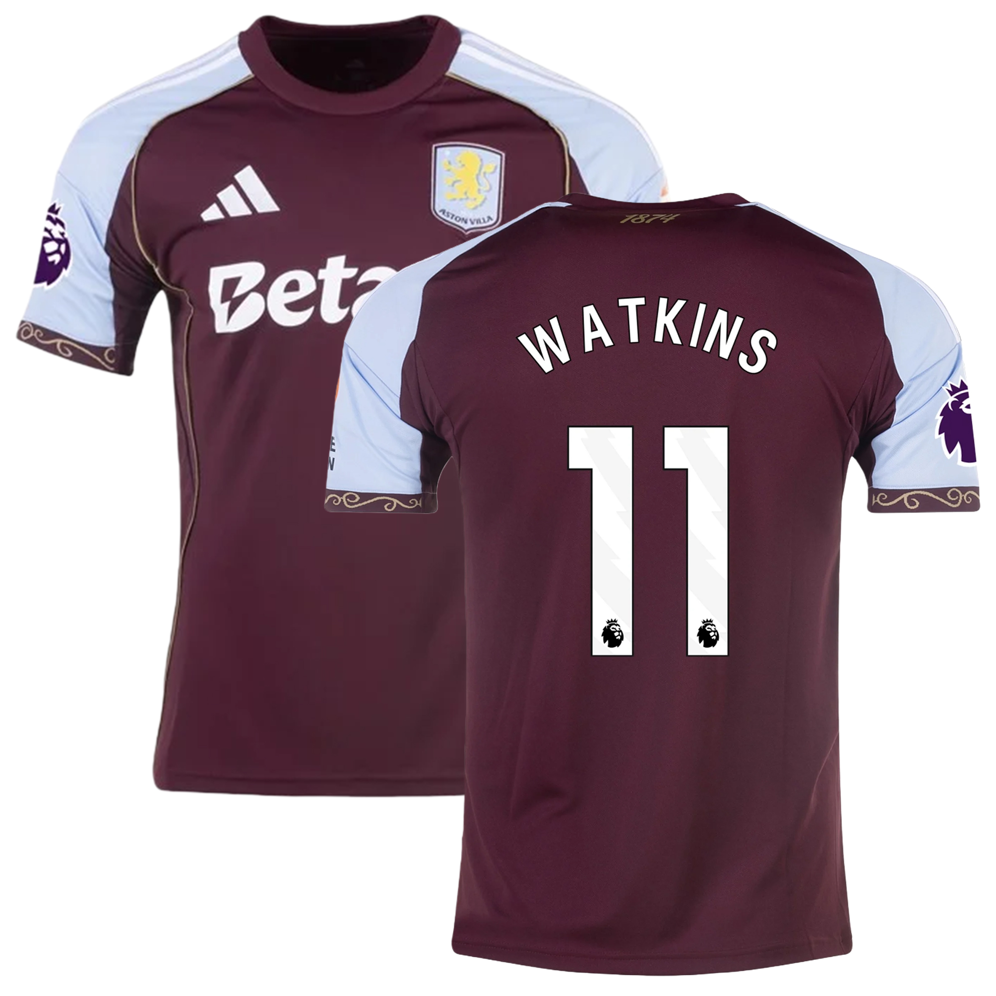 Mens 11 Ollie Watkins Aston Villa Home Jersey 2025-26 Football Shirt