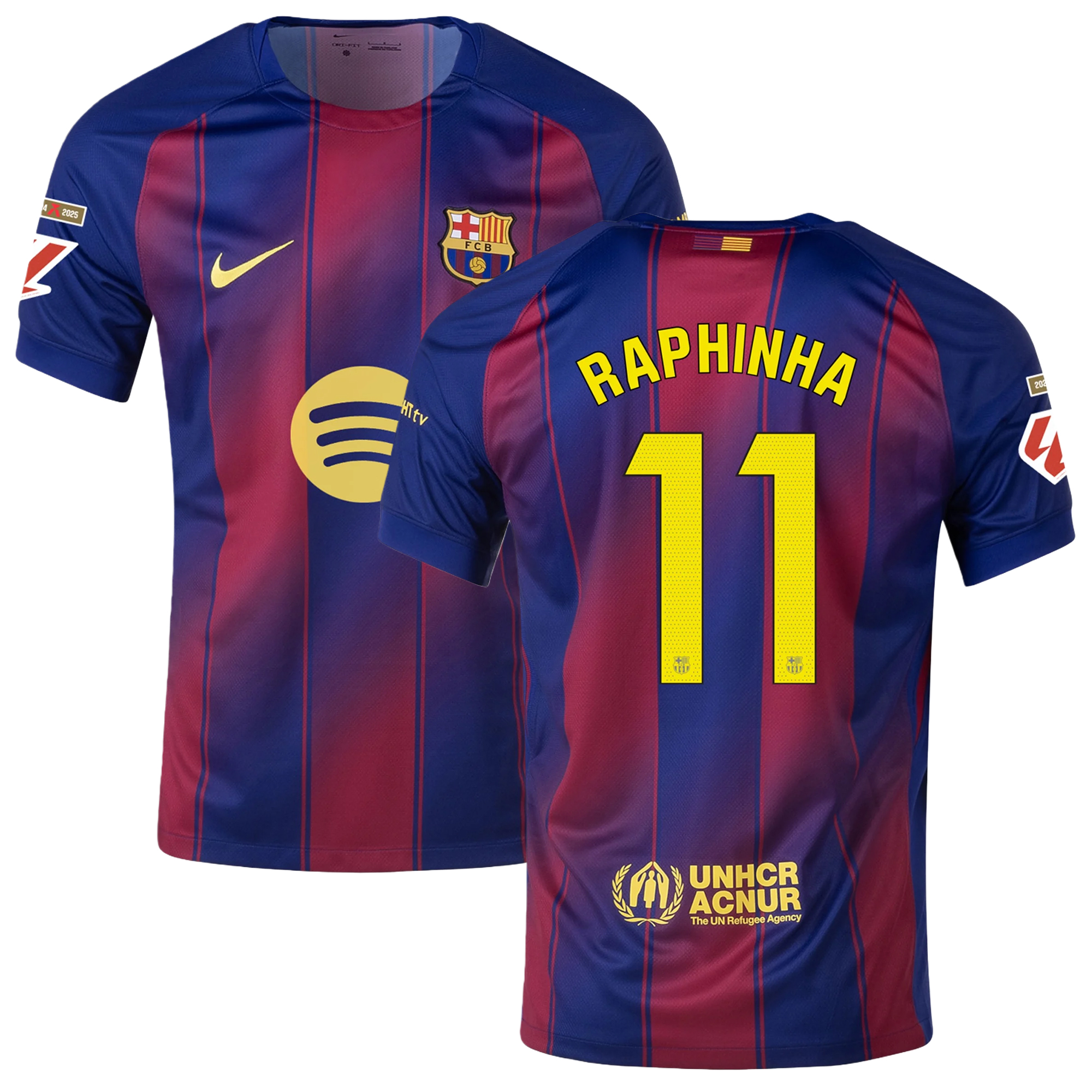 Mens 11 Raphinha Barcelona 2025-26 Home Jersey Football Shirt