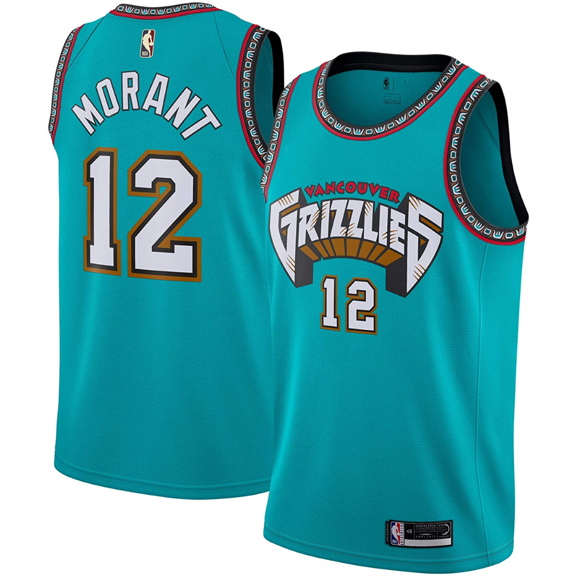 Men's Memphis Grizzlies Jerseys #12 Ja Morant Hardwood Classics Basketball Jerseys