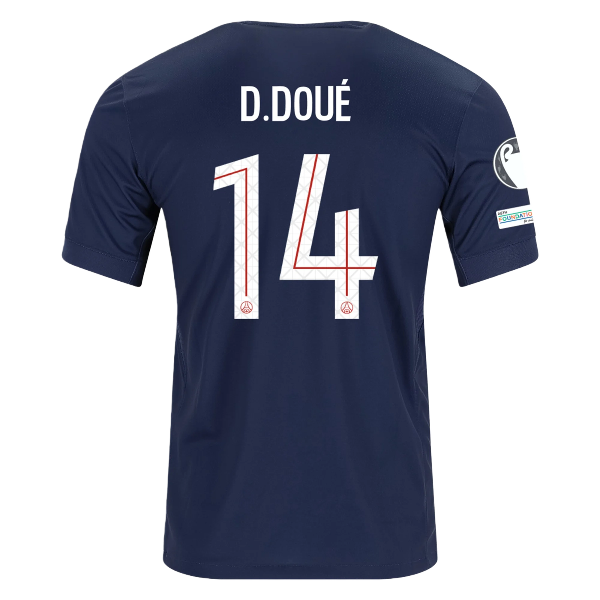 Mens 14 Désiré Doué PSG 2025-26 Home Jersey Football Shirt
