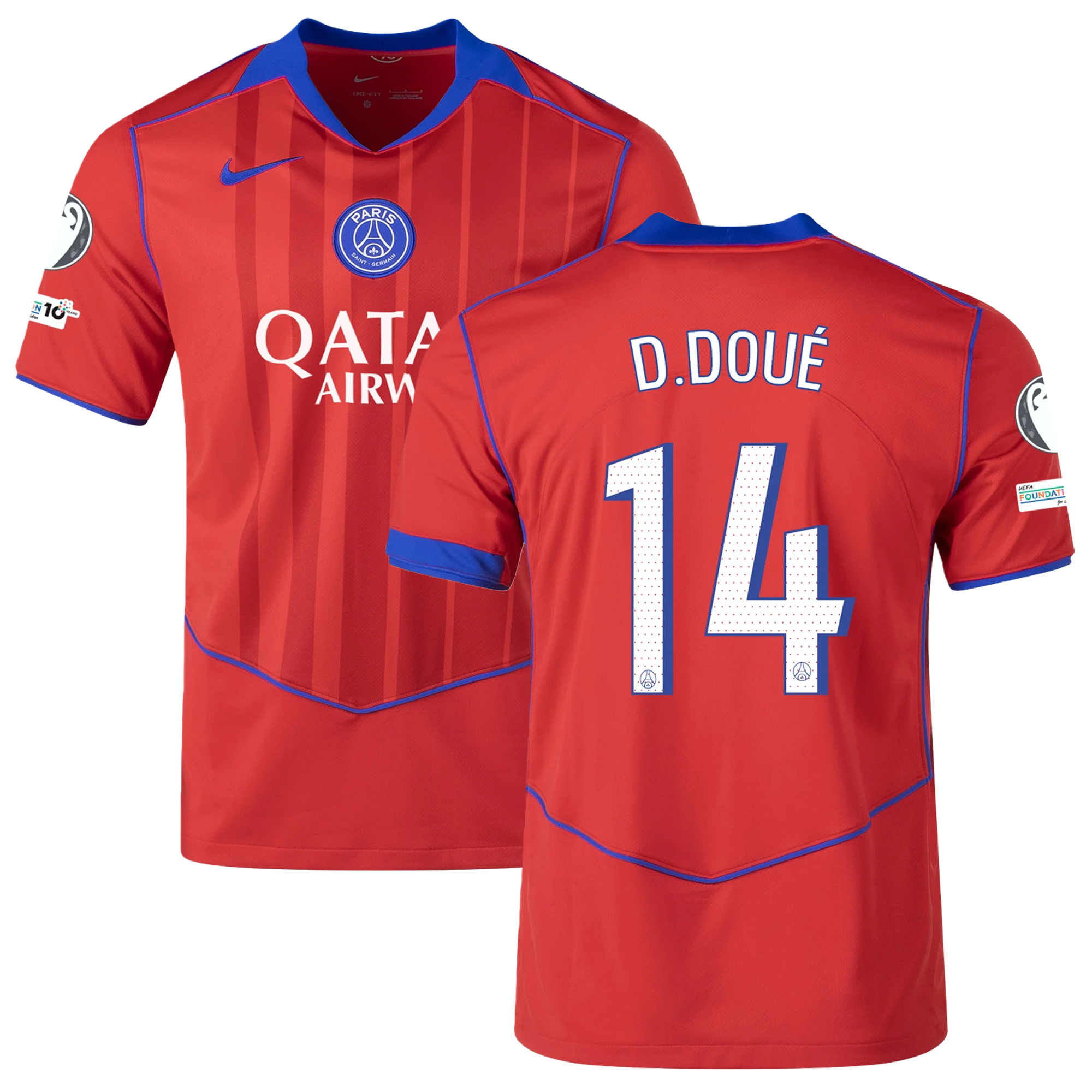 Mens 14 Désiré Doué PSG 2025-26 Third Jersey Football Shirt