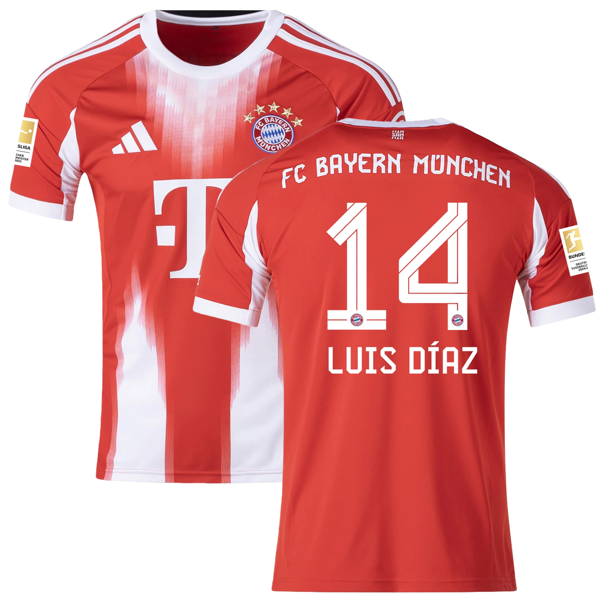 Mens 14 Luis Díaz Bayern Munich 2025-26 Home Jersey Football Shirt