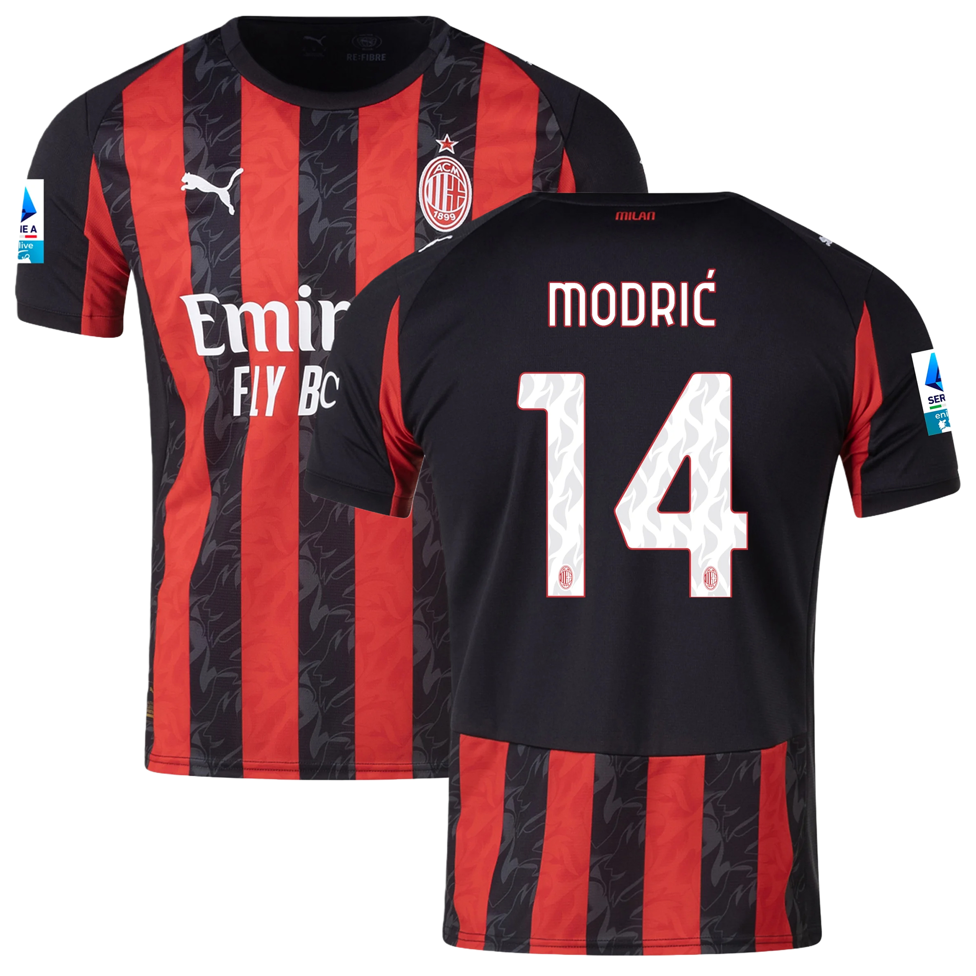 Mens 14 Luka Modrić AC Milan 2025-26 Home Jersey Football Shirt