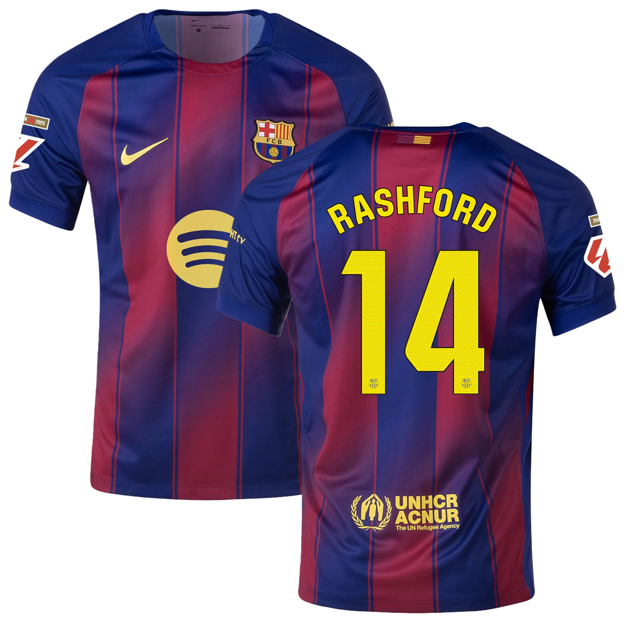 Mens 14 Marcus Rashford Barcelona 2025-26 Home Jersey Football Shirt