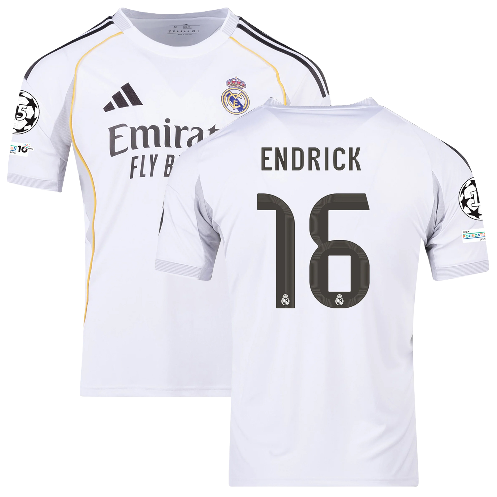 Mens 16 Endrick Real Madrid 2025-26 Home Jersey Football Shirt