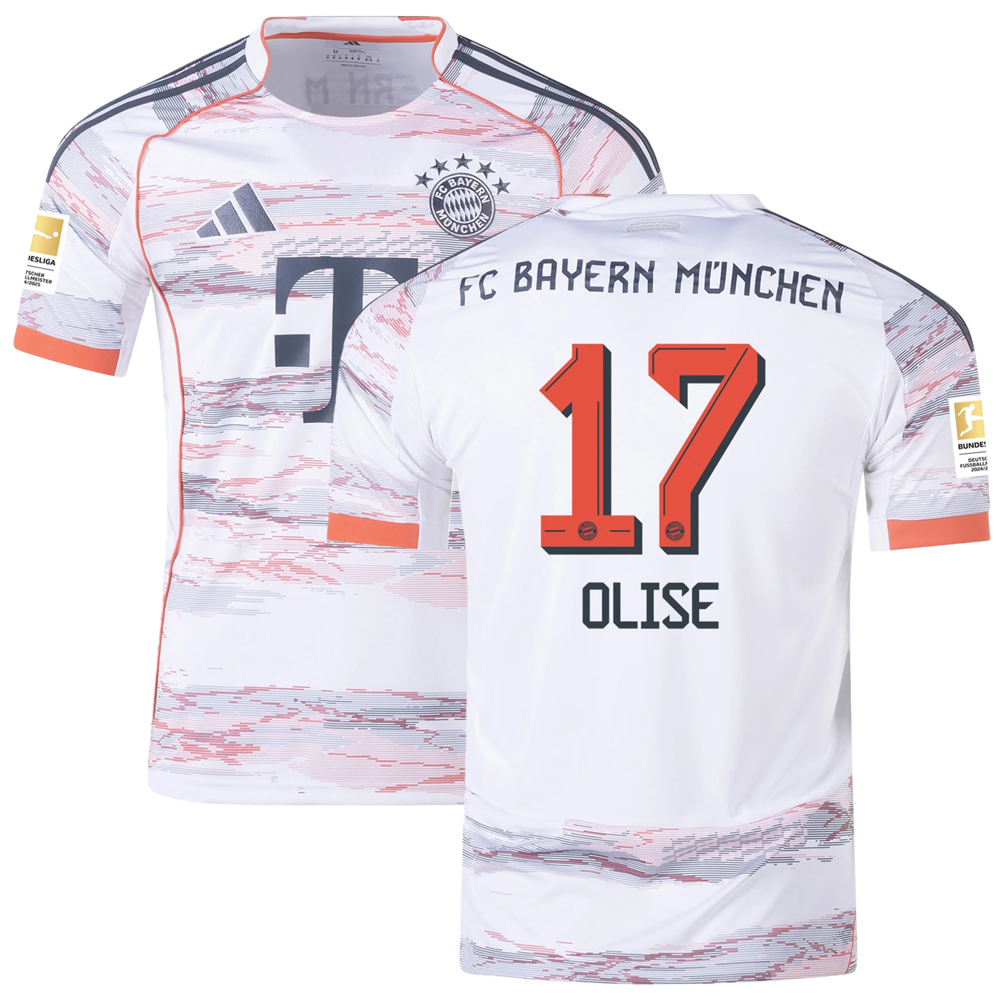 Mens 17 Michael Olise Bayern Munich 2025-26 Away Jersey Football Shirt