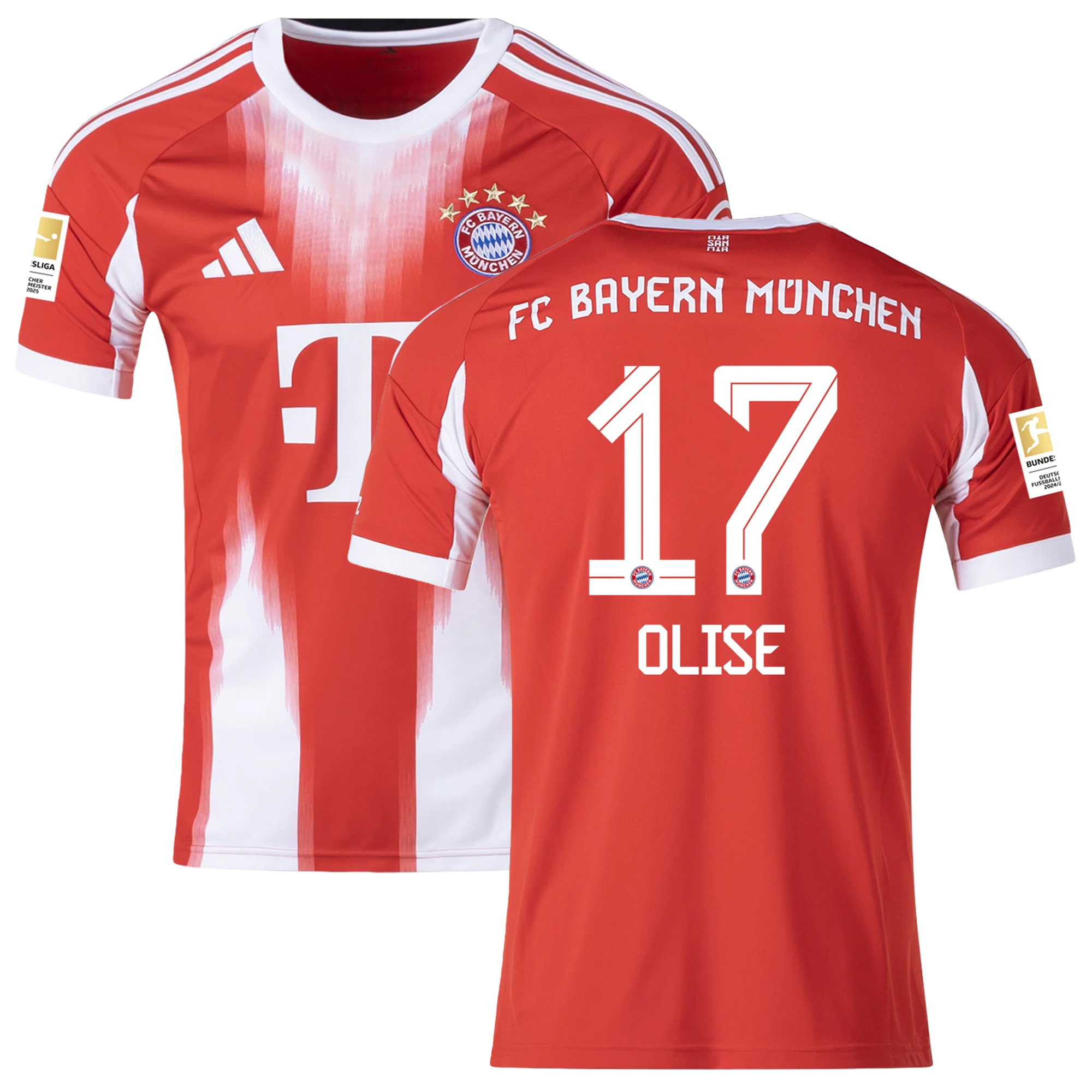 Mens 17 Michael Olise Bayern Munich 2025-26 Home Jersey Football Shirt