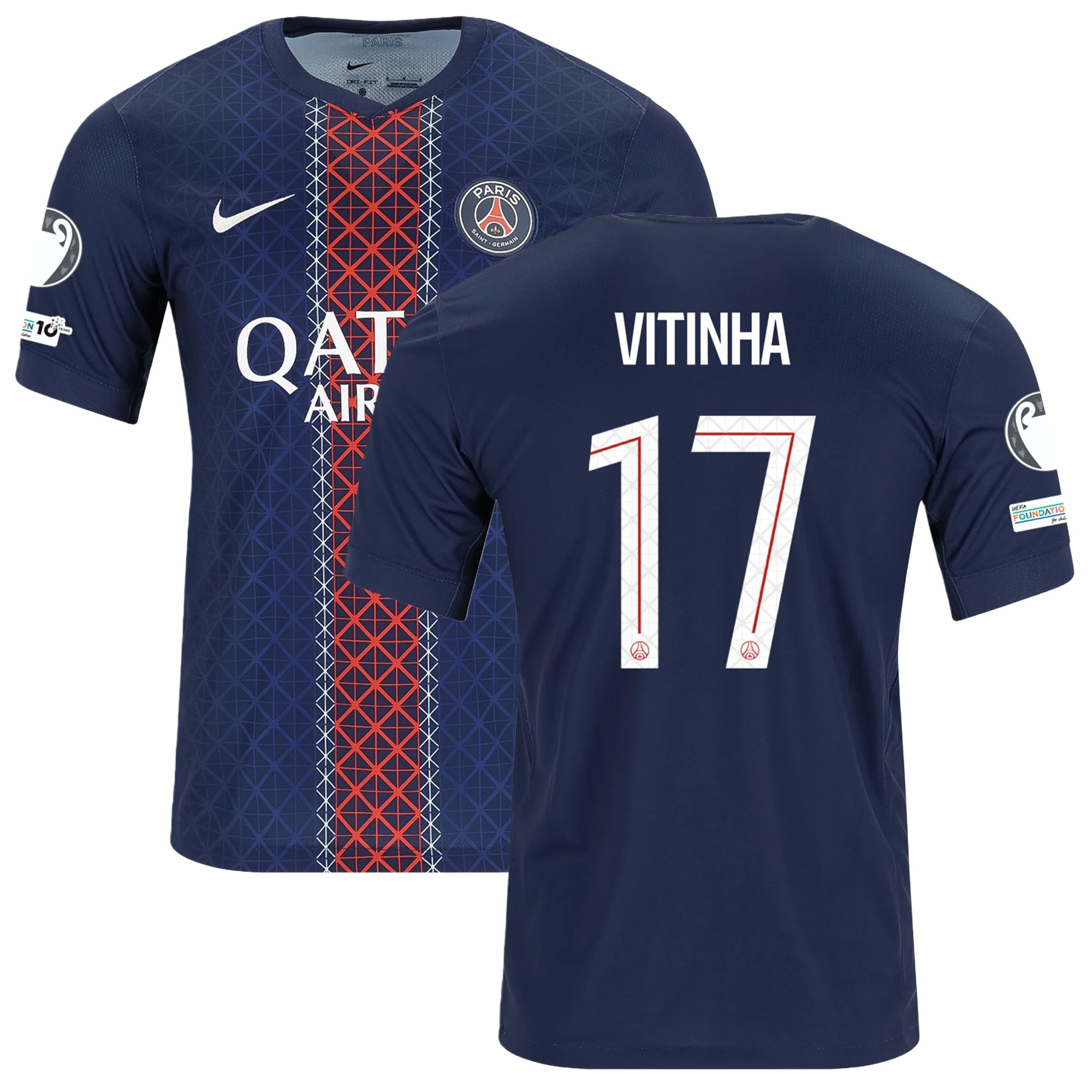 Mens 17 Vitinha PSG 2025-26 Home Jersey Football Shirt
