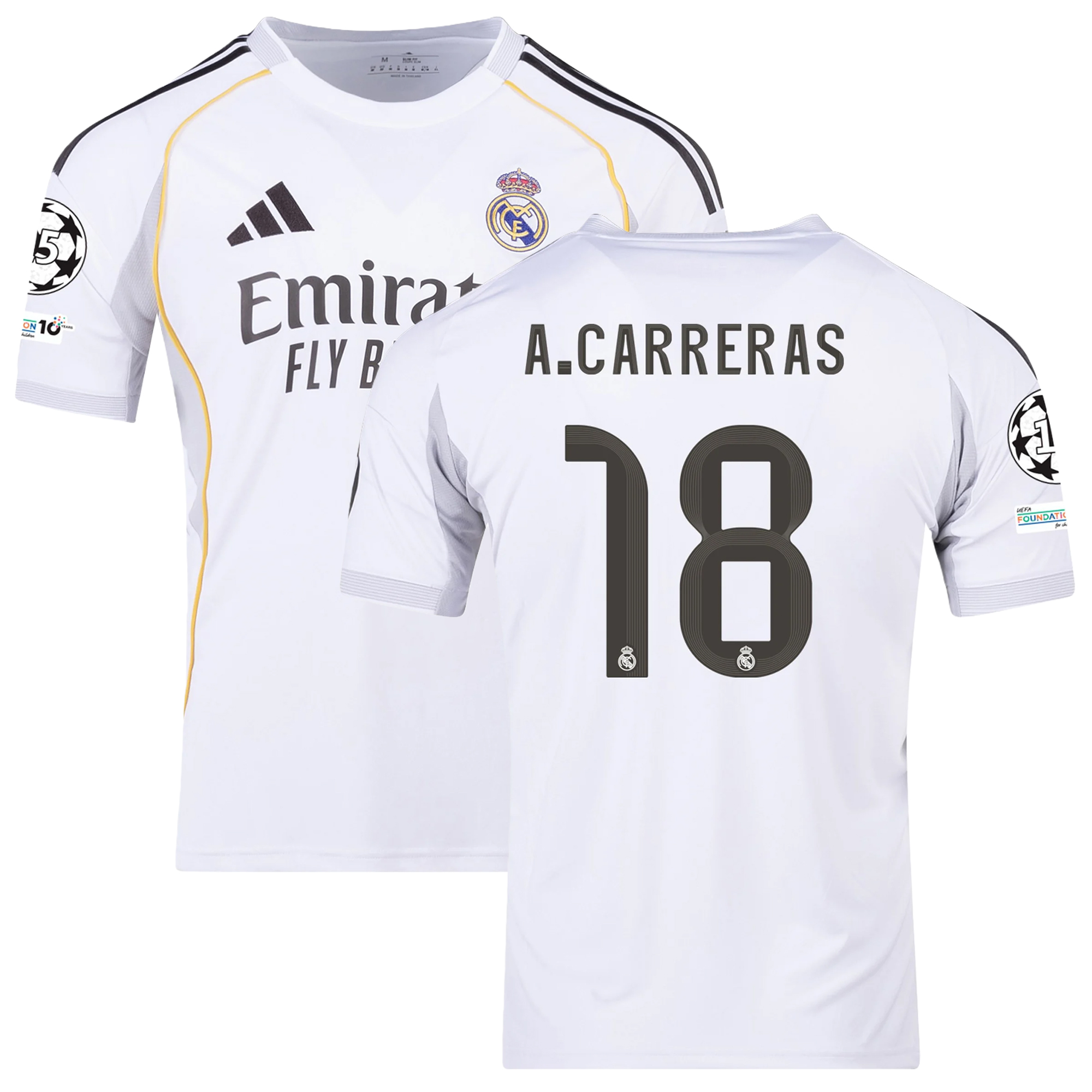 Mens 18 Álvaro Carreras Real Madrid 2025-26 Home Jersey Football Shirt