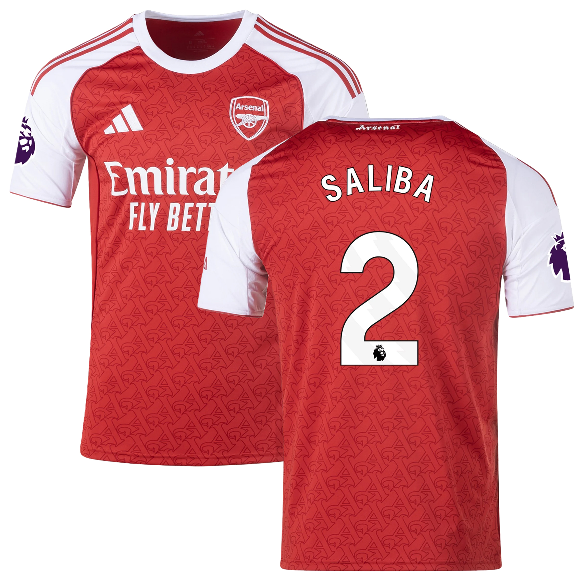Mens 2 William Saliba Arsenal 2025-26 Home Jersey Football Shirt