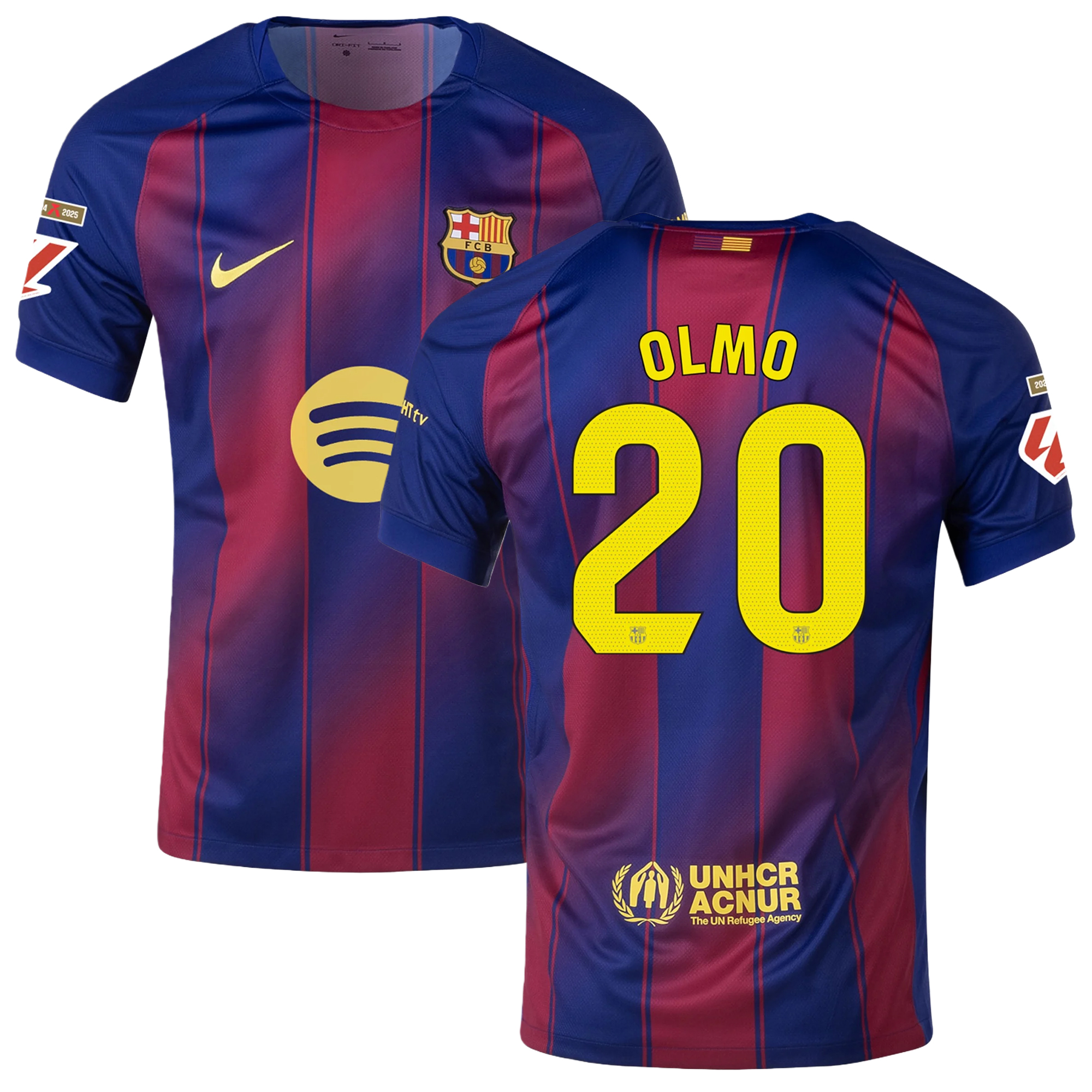 Mens 20 Dani Olmo Barcelona 2025-26 Home Jersey Football Shirt