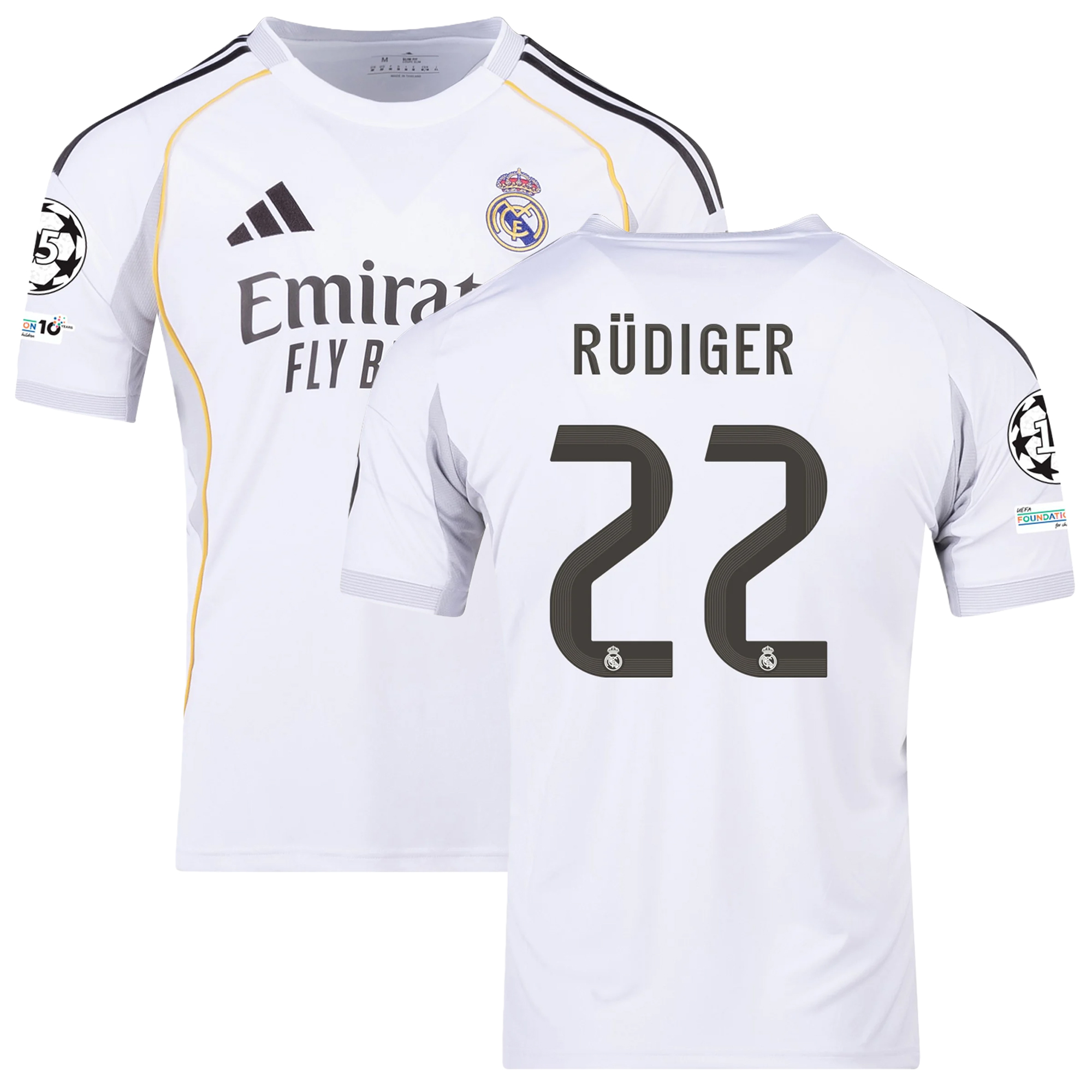 Mens 22 Antonio Rüdiger Real Madrid 2025-26 Home Jersey Football Shirt