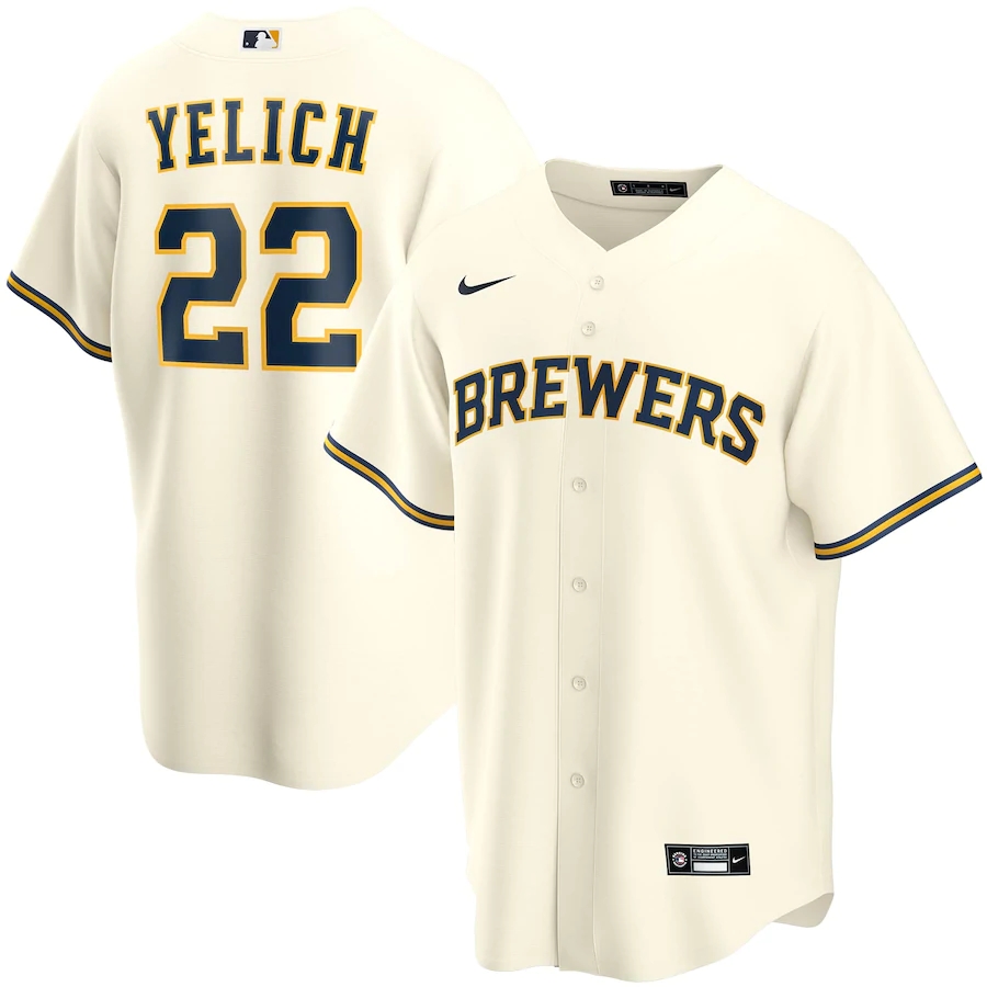 Men's Milwaukee Brewers Jerseys #22 Christian Yelich Baseball Jerseys