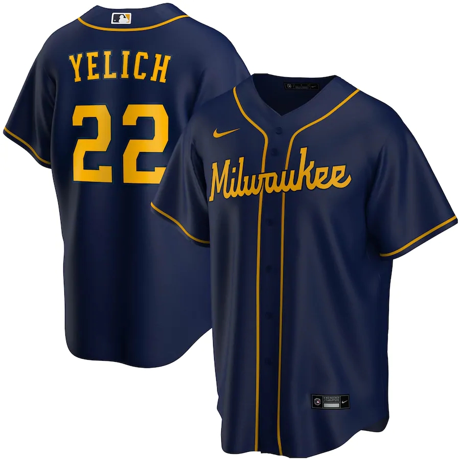 Men's Milwaukee Brewers Jerseys #22 Christian Yelich Baseball Jerseys