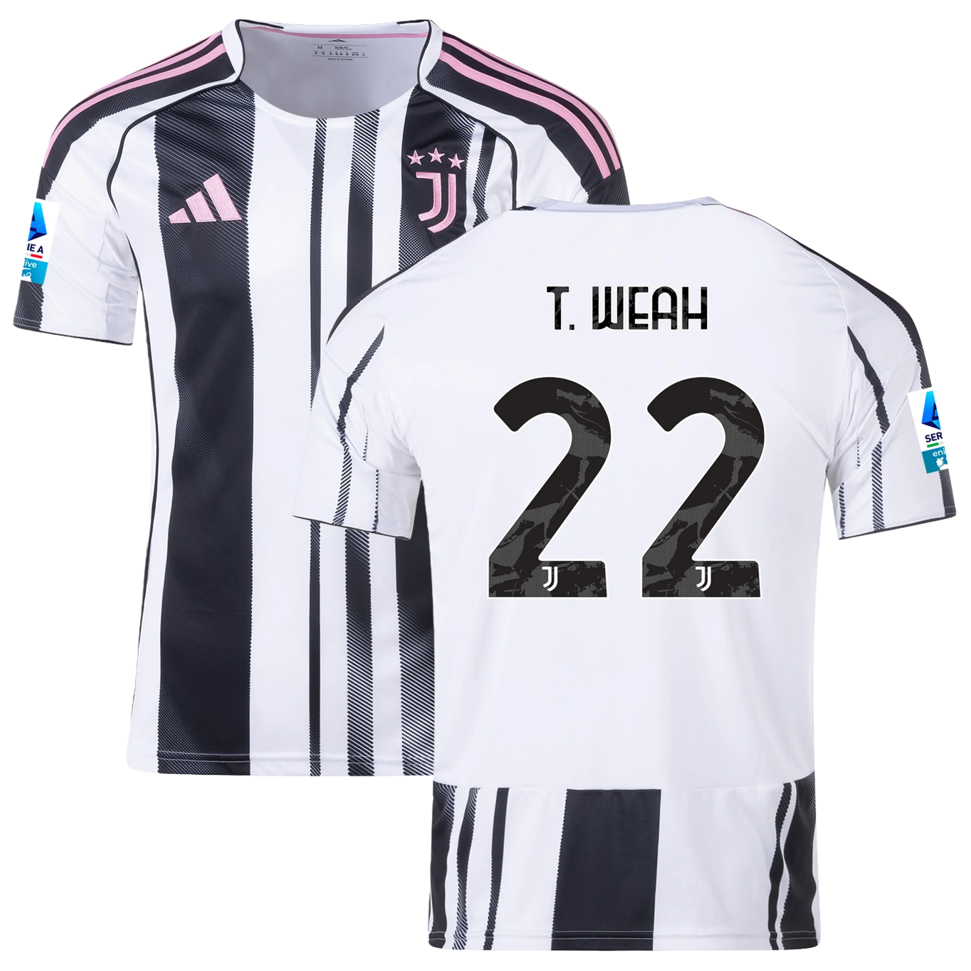 Mens 22 Tim Weah Juventus 2025-26 Home Jersey Football Shirt