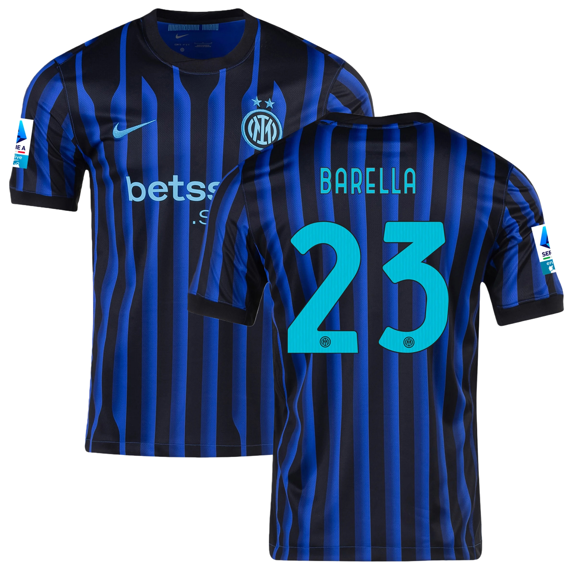 Mens 23 Nicolò Barella Inter Milan 2025-26 Home Jersey Football Shirt
