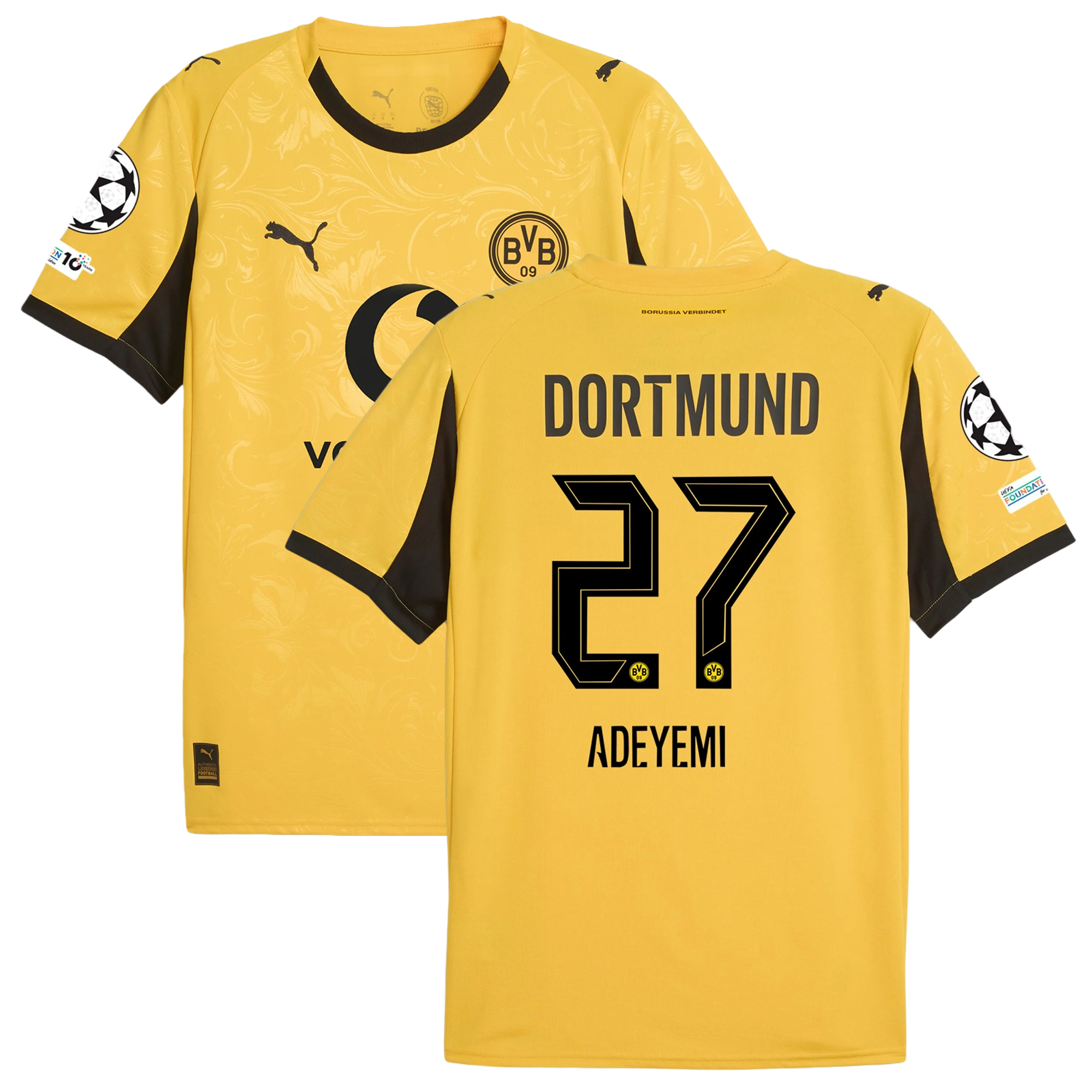 Mens 27 Karim Adeyemi Borussia Dortmund 2025-26 Third Jersey Football Shirt