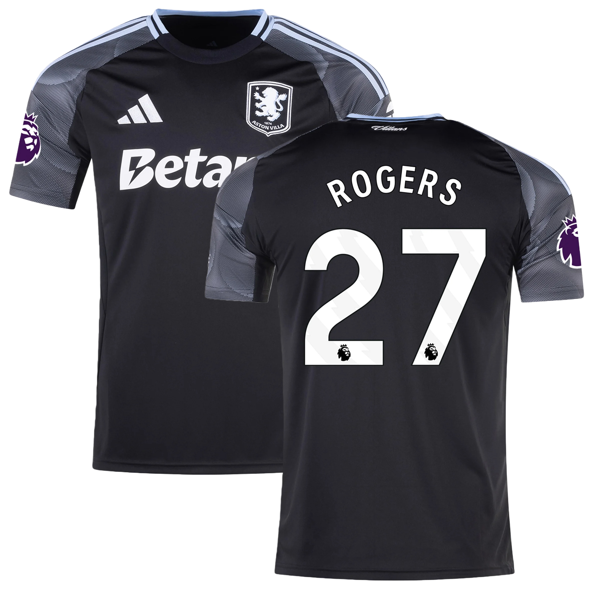 Mens 27 Morgan Rogers Aston Villa Away Jersey 2025-26 Football Shirt