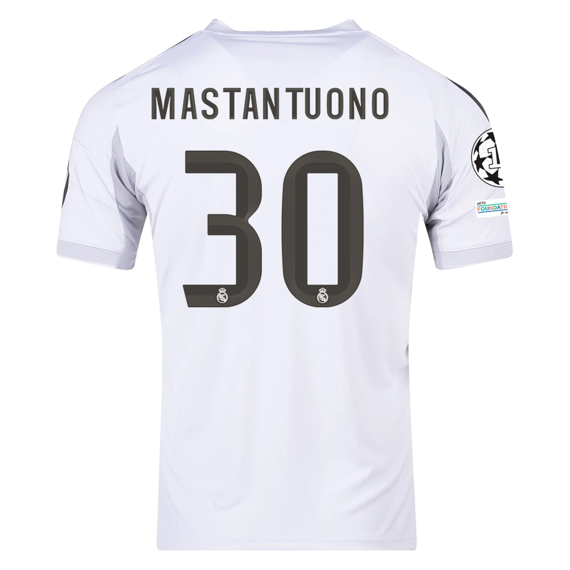 Mens 30 Franco Mastantuono Real Madrid 2025-26 Home Jersey Football Shirt