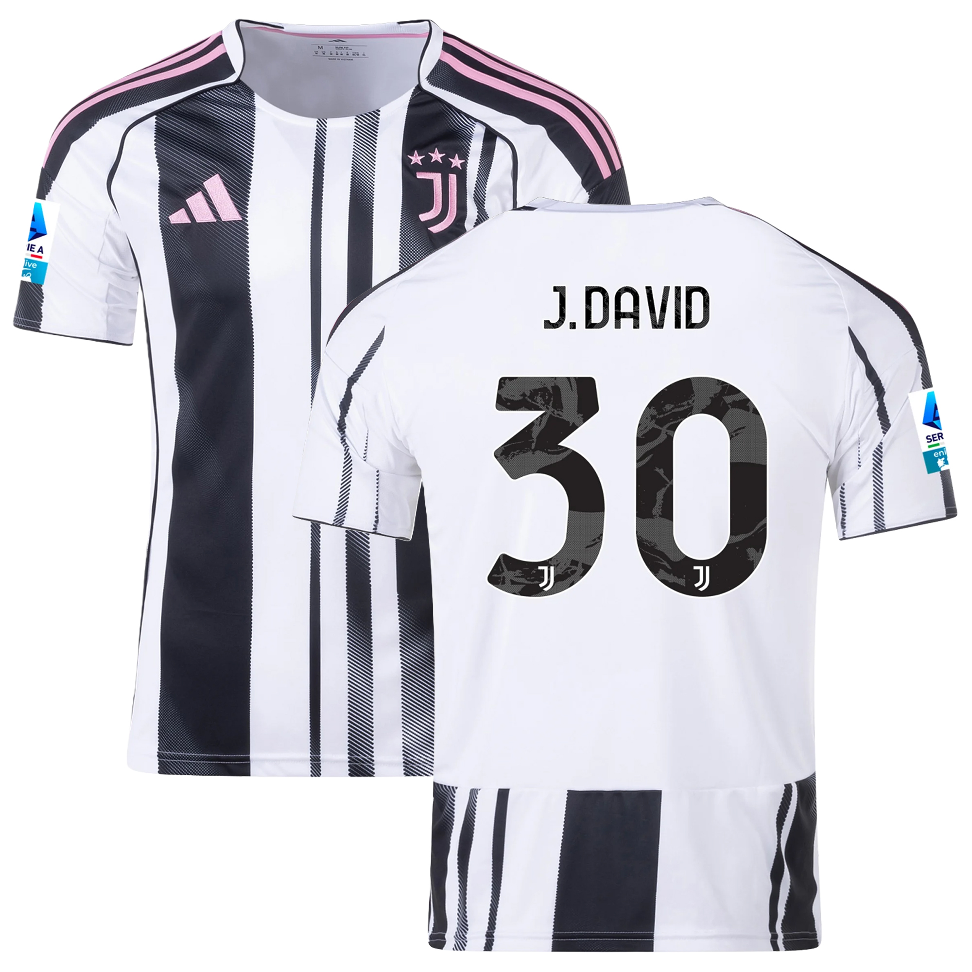 Mens 30 Jonathan David Juventus 2025-26 Home Jersey Football Shirt