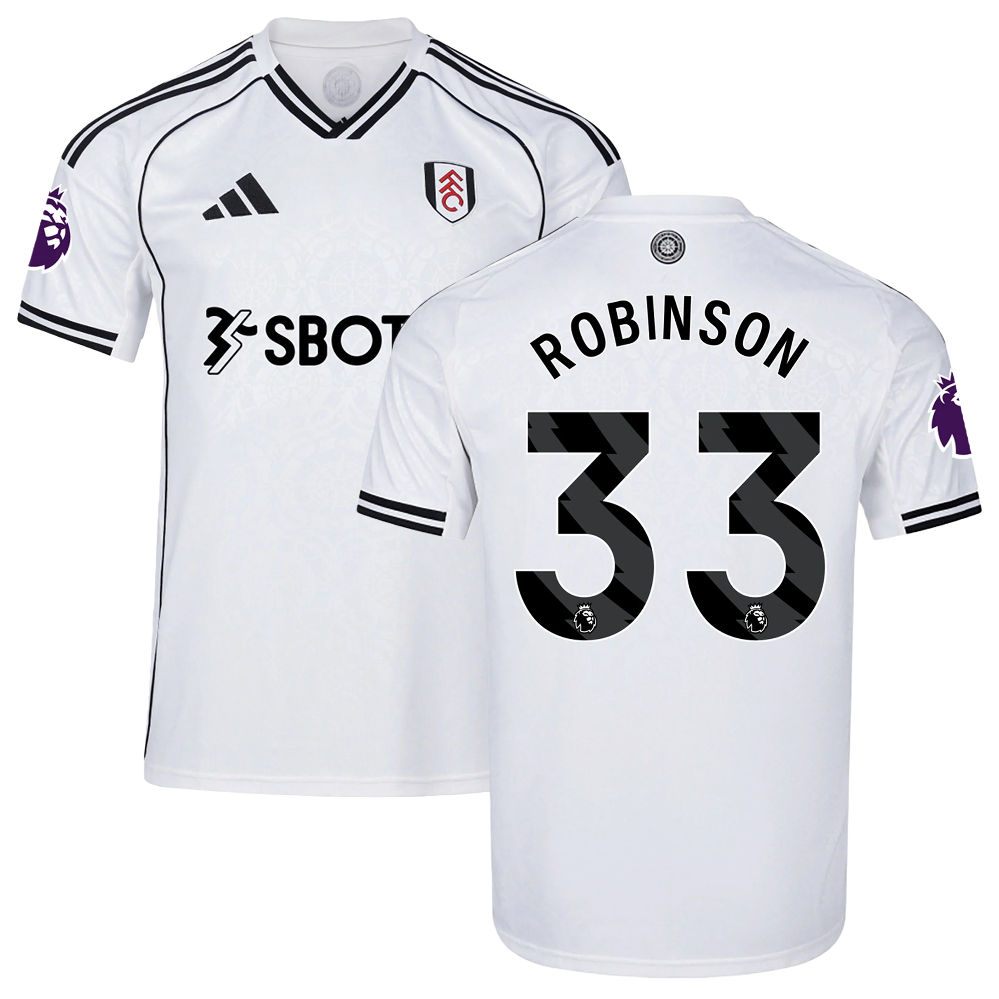 Mens 33 Antonee Robinson Fulham Home Jersey 2025-26 Football Shirt