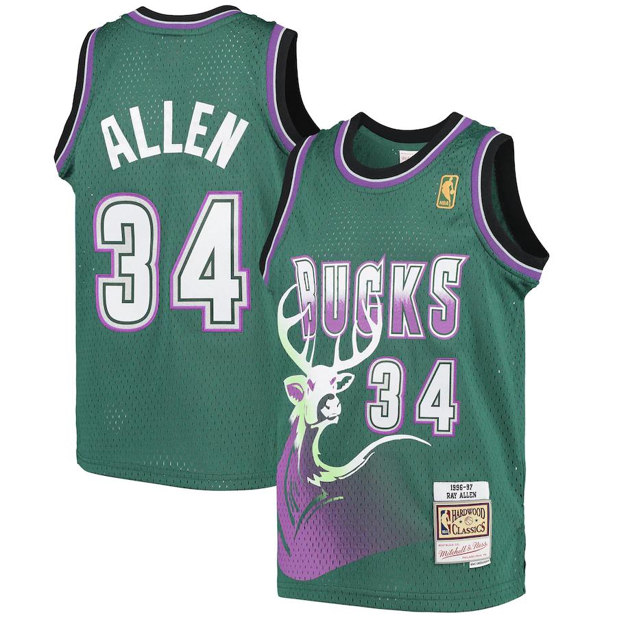 Men's Milwaukee Bucks Jerseys #34 Ray Allen 1996-97 Basketball Jerseys