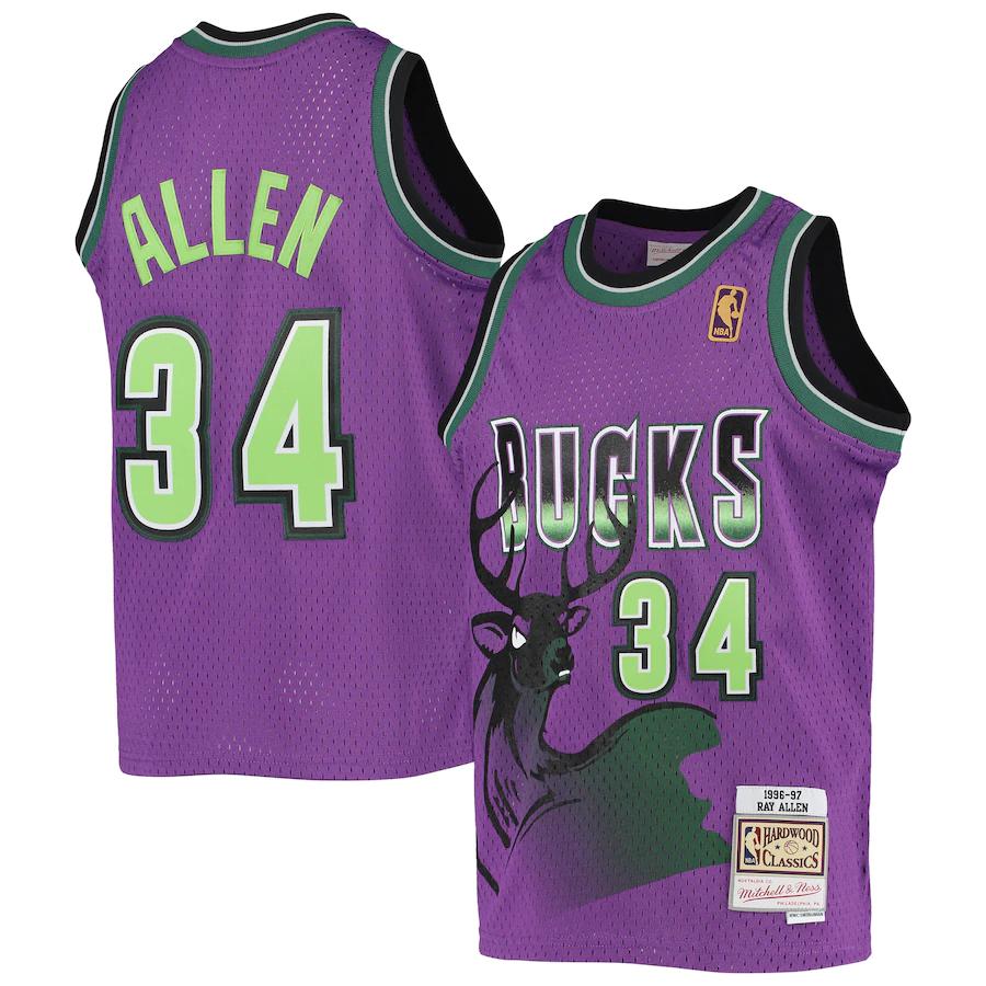 Men's Milwaukee Bucks Jerseys #34 Ray Allen 1996-97 Basketball Jerseys