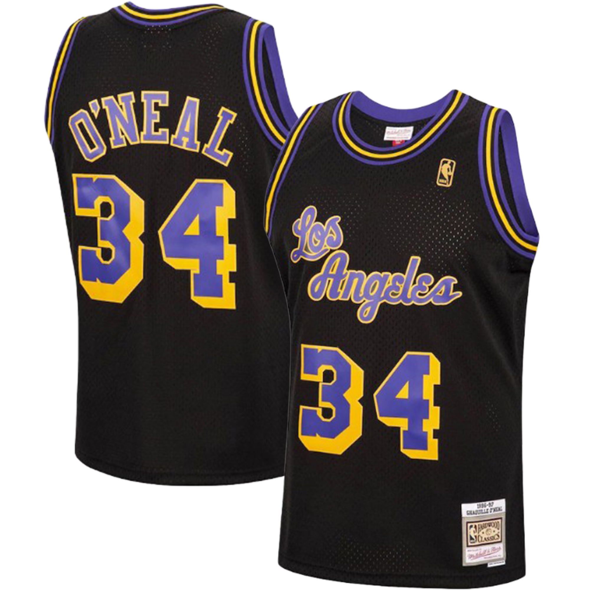 Men's Los Angeles Lakers Jerseys #34 Shaquille O'Neal 1996-97 Basketball Jerseys