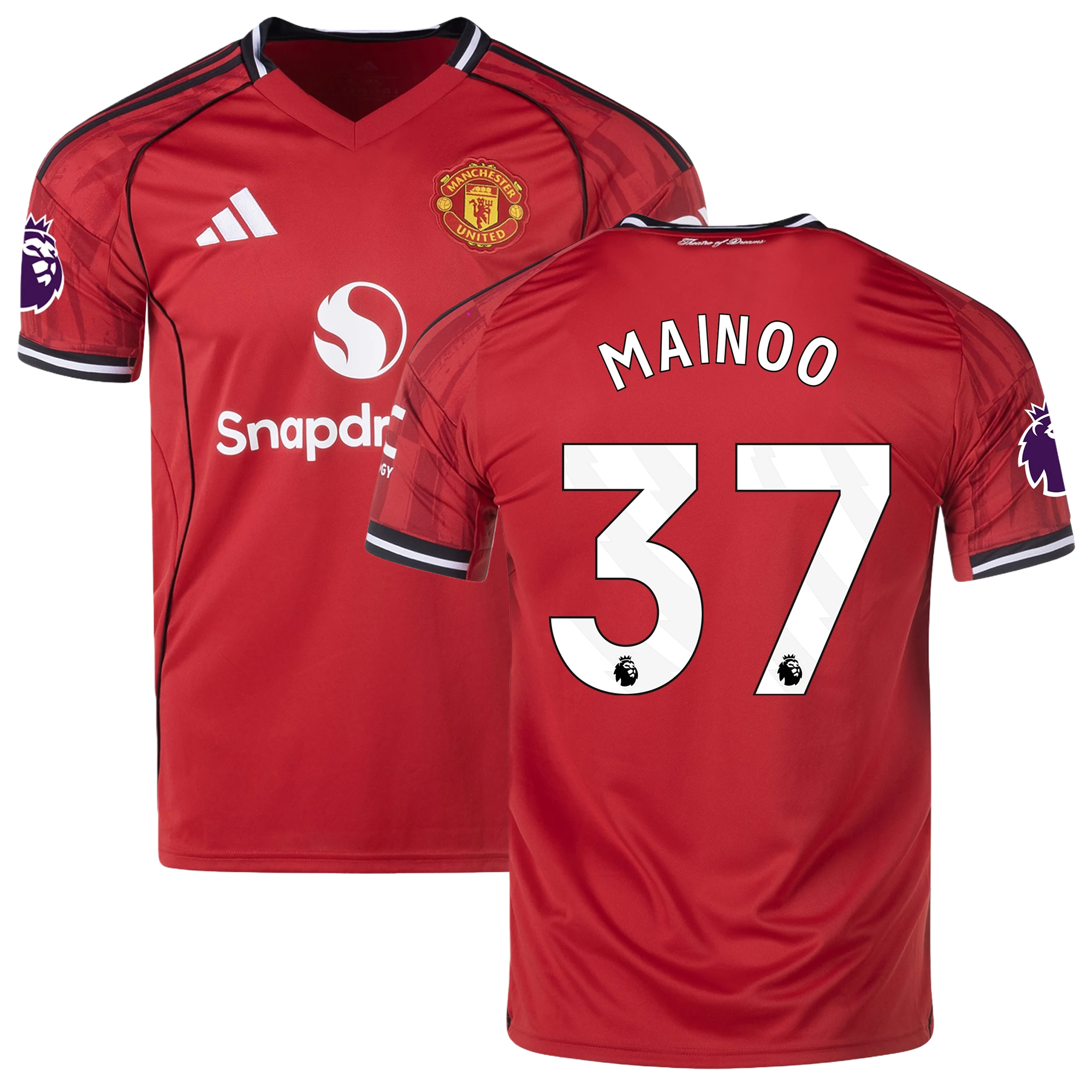 Mens 37 Kobbie Mainoo Manchester United 2025-26 Home Jersey Football Shirt